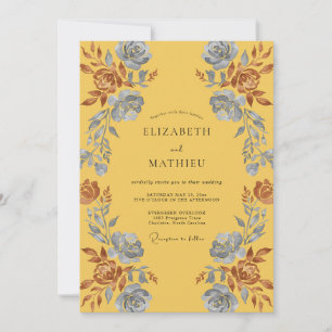 Invitation Mariage Ranunculus Eucalyptus Terracotta Moutarde
