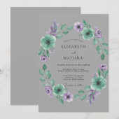 Invitation Mariage Ranunculus Menthe Ardoise Eucalyptus Doux (Devant / Derrière)