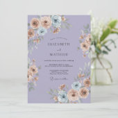 Invitation Mariage Ranunculus Pêche Pervenche Eucalyptus Endé (Debout devant)