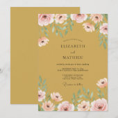 Invitation Mariage Ranunculus Peint à l'Ocre (Devant / Derrière)