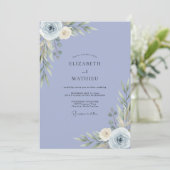 Invitation Mariage Ranunculus Pervenche Eucalyptus Doux (Debout devant)