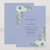 Invitation Mariage Ranunculus Pervenche Eucalyptus Doux (Devant / Derrière)