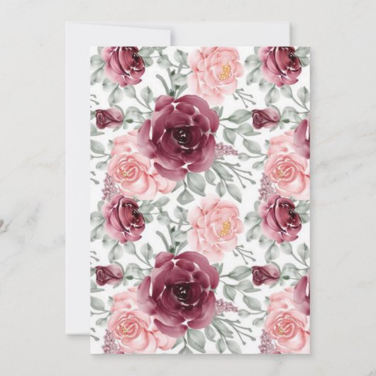 Invitation Mariage Raspberry Pink Watercolor Peonies (Dos)