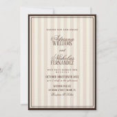 Invitation Mariage rayé beige espresso (Devant)