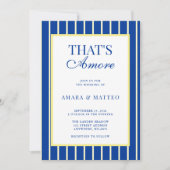 Invitation Mariage rayé bleu et jaune That's Amore (Devant)