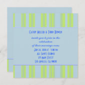 Invitation mariage rayé bleu jaune (Devant / Derrière)