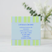 Invitation mariage rayé bleu jaune (Debout devant)