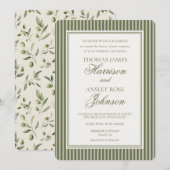 Invitation Mariage rayé Tini Bit plus proche Martini aux oliv (Devant / Derrière)