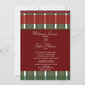 Invitation Mariage rayé vert bordeaux moderne et blanc (Devant)