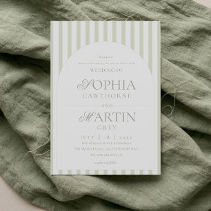 Invitation Mariage rayé vert sauge 