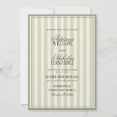 Invitation Mariage rayé vert sauge de luxe (Devant)