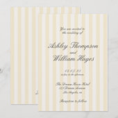 Invitation Mariage rayé Vintage jaune (Devant / Derrière)