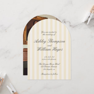 Invitation Mariage rayé Vintage jaune