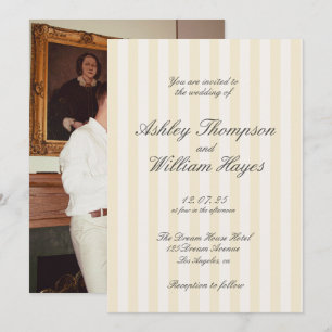 Invitation Mariage rayé Vintage jaune