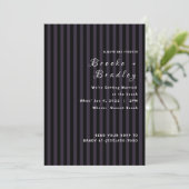 Invitation Mariage rayé violet foncé et noir (Debout devant)