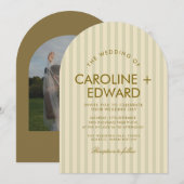 Invitation Mariage rayée de luxe (Devant / Derrière)