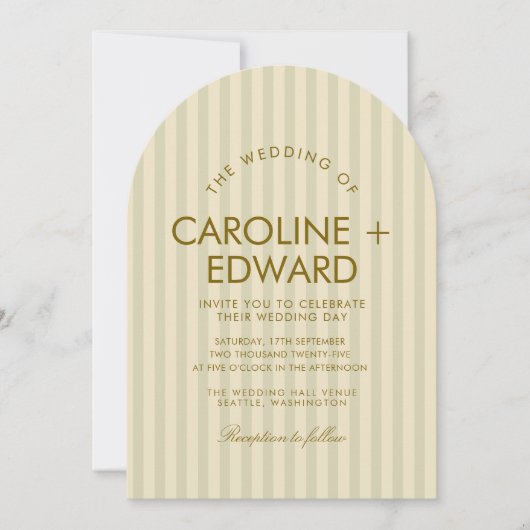Invitation Mariage rayée de luxe (Devant)