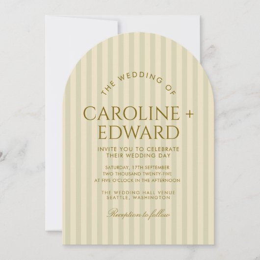 Invitation Mariage rayée de luxe (Devant)