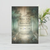 Invitation Mariage Rayonnement de la Forêt Enchantée Vert Sau (Debout devant)