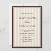 Invitation Mariage Rayures Beige Mocca (Devant)