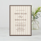 Invitation Mariage Rayures Beige Mocca (Debout devant)