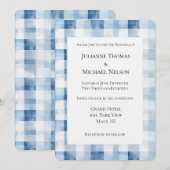 Invitation Mariage Rayures Bleu Blanc (Devant / Derrière)