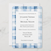 Invitation Mariage Rayures Bleu Blanc (Devant)