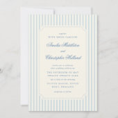 Invitation Mariage Rayures Bleu Clair Classique (Devant)