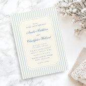 Invitation Mariage Rayures Bleu Clair Classique
