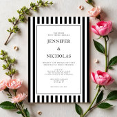 Invitation Mariage Rayures Classiques Noir Et Blanc