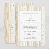 Invitation Mariage Rayures Cœurs Blanc Crème (Devant / Derrière)