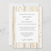 Invitation Mariage Rayures Cœurs Blanc Crème (Devant)