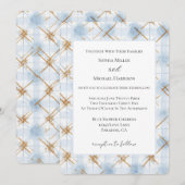Invitation Mariage Rayures Or Bleu Blanc (Devant / Derrière)