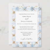 Invitation Mariage Rayures Or Bleu Blanc (Devant)