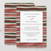 Invitation Mariage Rayures Rouge Blush Bourgogne Vert Or (Devant / Derrière)