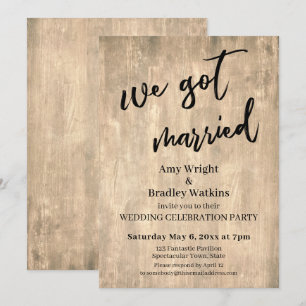Invitation Mariage Réception Bois Brun Rustique
