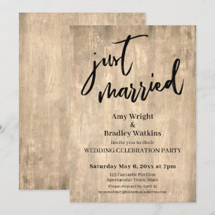 Invitation Mariage Réception Bois Brun Rustique
