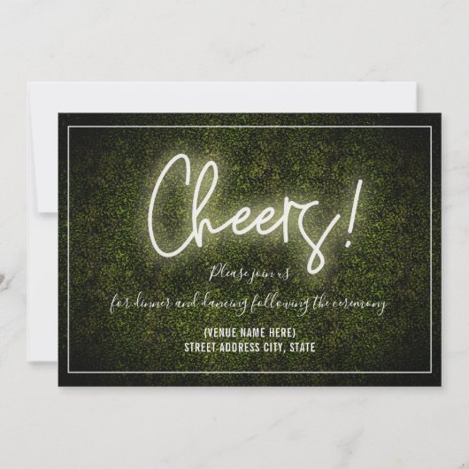 Invitation Mariage Réception Boxwood Néon Blanc Cheers (Devant)