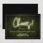 Invitation Mariage Réception Boxwood Néon Blanc Cheers (Devant / Derrière)