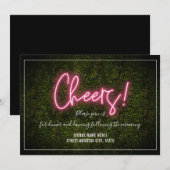 Invitation Mariage Réception Boxwood Néon "Tchin !" (Devant / Derrière)