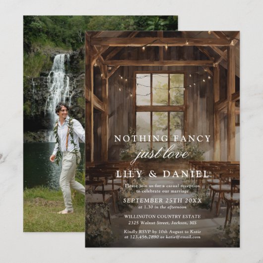 Invitation Mariage Réception de Mariage Grange Rustique Élope (Devant / Derrière)