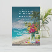 Invitation Mariage Réception de Photo de Plage Tropicale Fuit (Debout devant)