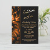 Invitation Mariage Réception de Photo Florale Or Noir (Debout devant)
