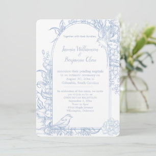 Invitation Mariage Réception Élégante Fleurie Bleue I