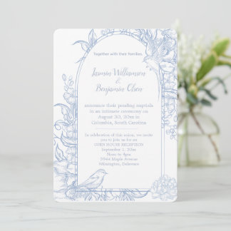 Invitation Mariage Réception Élégante Fleurie Bleue I