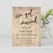 Invitation Mariage Réception en Bois Brun Rustique (Debout devant)