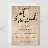 Invitation Mariage Réception en Bois Brun Rustique (Devant)