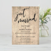 Invitation Mariage Réception en Bois Brun Rustique (Debout devant)