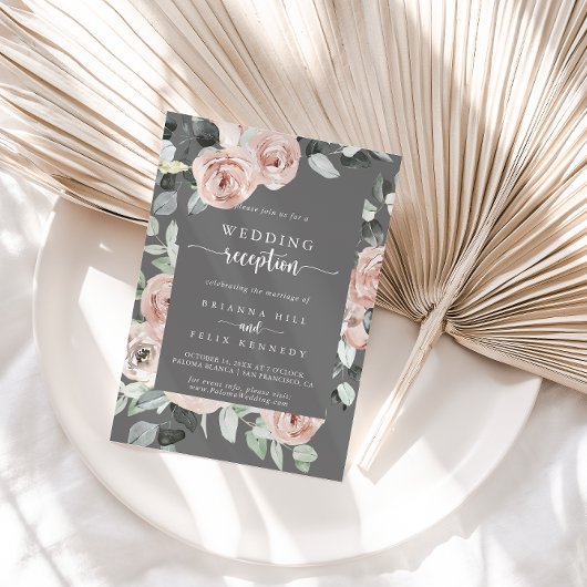 Invitation Mariage Réception Géométrique Classique Rose Gris