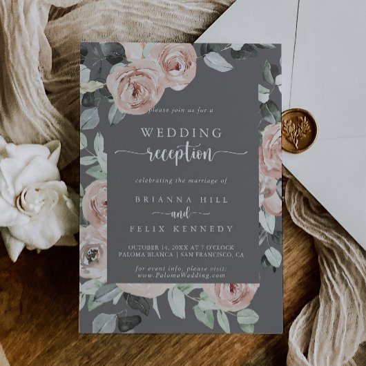 Invitation Mariage Réception Géométrique Classique Rose Gris